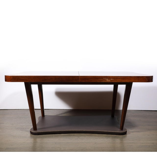 Art Deco Extendable Paldao Series Walnut & Leather Dining Table by Gilbert Rohde For Sale In New York - Image 6 of 18
