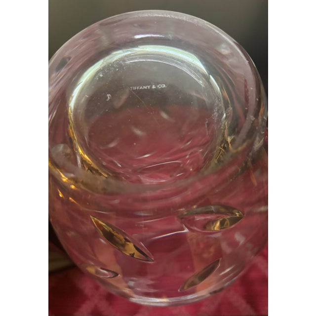 Large Signed Tiffany & Co. Hand-Cut Crystal Leaf Pattern Vase – 13.5” Heavy Lead Crystal For Sale - Image 10 of 11