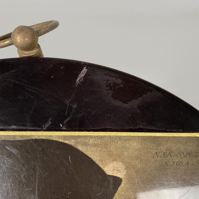 Wood Mid-Century Modern Italian Coffee Table in Brass and Wood Top with Portrait, 1950s For Sale - Image 7 of 16