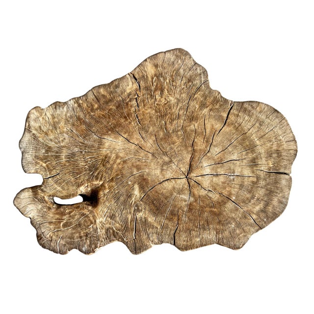 Contemporary Lychee Stump Burn Wash Vintage Side Table For Sale - Image 3 of 5