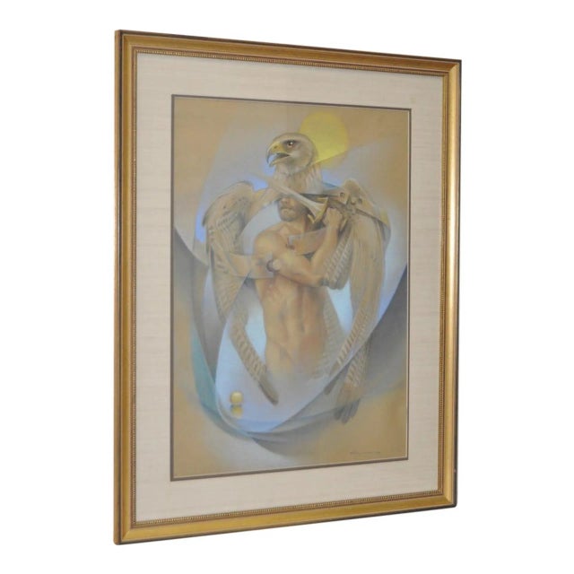 Vilela Valentin Vintage Fantasy Dreamscape in Color Pencil C.1986 For Sale - Image 4 of 12