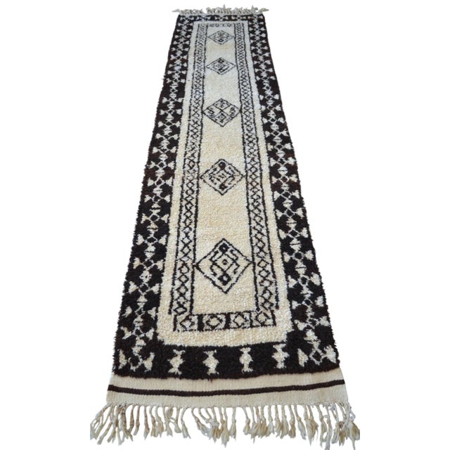 Textile Hand-Knotted Turkish Runner Rug Natural Organic Undyed Wool - 2′9″ × 11′6″ For Sale - Image 7 of 12