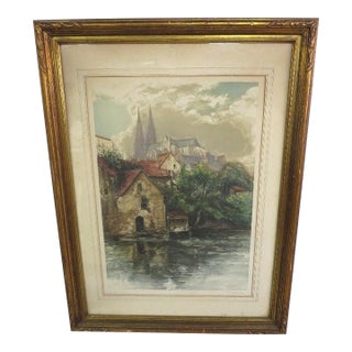 Early 20th Century René Lorrain (1873-1949) "Chartres Cathedral" Signed Aquatint Etching For Sale