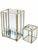 Glamorous vintage 1980s matching wastebasket and tissue box cover crafted of clear leaded glass with dramatic beveled...