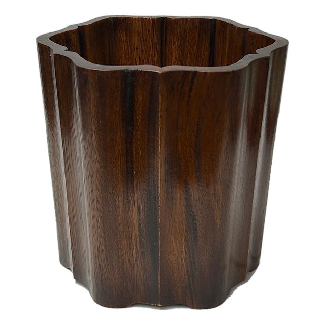 Chinese Brown Natural Patina Flower Octagonal Brush Pen Holder Art For Sale