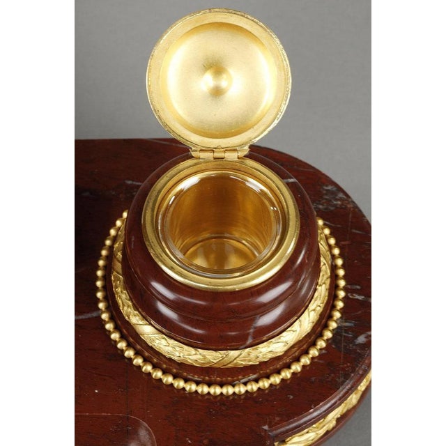 Inkwell in Red Marble with Allegory in Gilt Bronze by Henri Chapu For Sale - Image 11 of 15