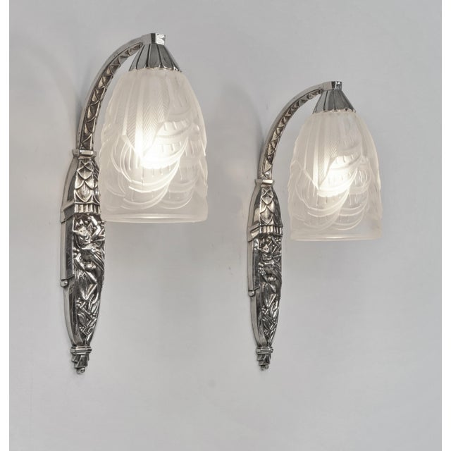Charles Schneider French Art Deco Wall Sconce by Maynadier & Schneider 1930 France - A Pair For Sale - Image 4 of 11