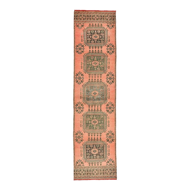 Mid 20th Century Vintage Decorative Turkish Oushak Runner For Sale