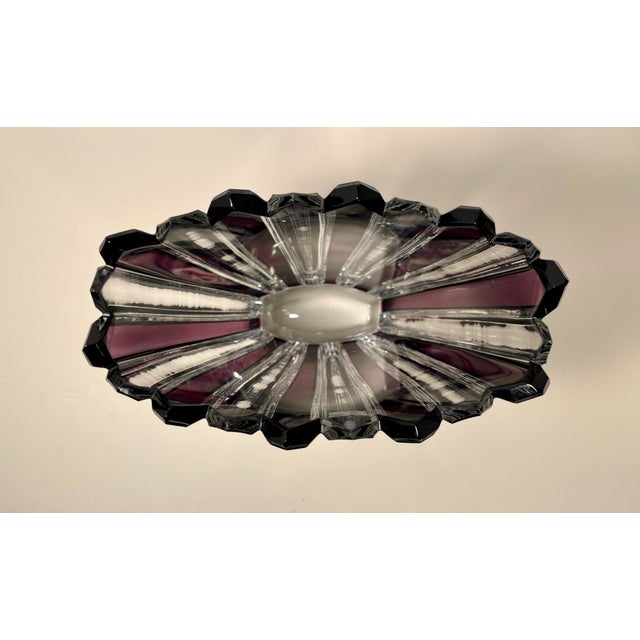 Contemporary Vintage Caesar Crystal Bohemiae Purple & Clear Hand Cut Vase For Sale - Image 3 of 9