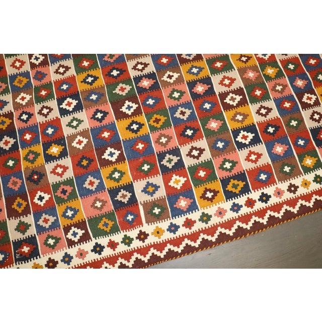 Native American Vintage Zabihi Collection Persian Qaushgai Kilim - 5' x 9'5" For Sale - Image 3 of 9