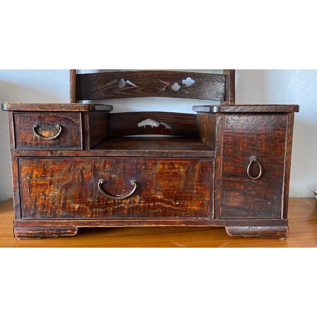 Antique Japanese Kyodai Vanity Tansu With Mirror For Sale - Image 10 of 13