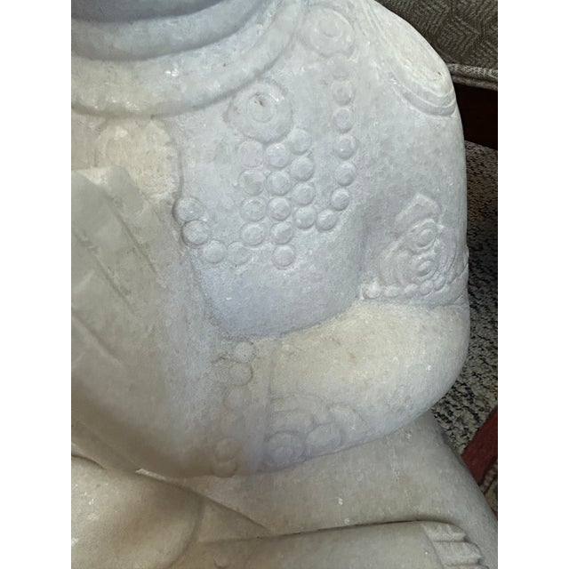 Carved Chinese Marble Statue of Guanyin the Bodhisattva of Compassion For Sale - Image 4 of 11