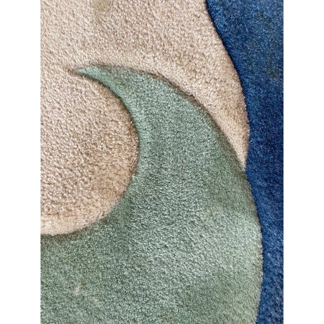 Vintage 1980s Art Deco Oval Sculpted Area Rug For Sale - Image 4 of 7