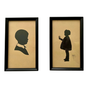 1930s Vintage Pair of Framed Silhouettes
