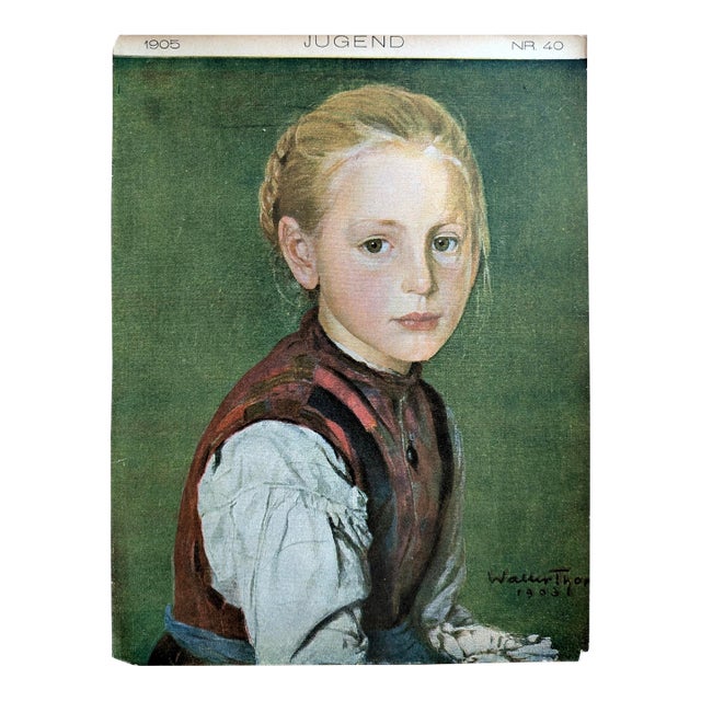 Original 1905 Jugend Magazine Cover No. 40 by Walter Thor – Bauernmädchen in Tracht – German Art Nouveau (Jugendstil) Print For Sale