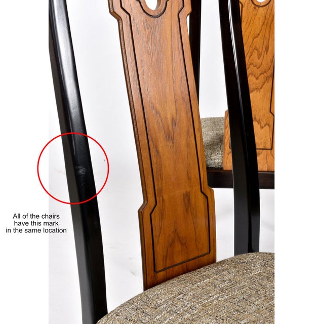6 Thomasville Embassy Asian Modern Chinoiserie Dining Chairs Gray Seats For Sale - Image 16 of 16