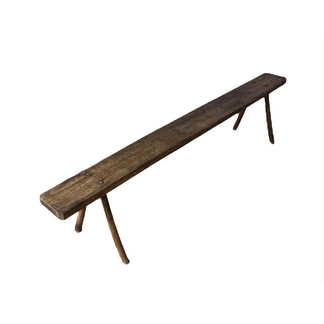 Antique French Rustic Farmhouse Bench For Sale - Image 9 of 15