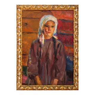 Fedor Kascheev "Railja" Oil on Board, 1958 For Sale