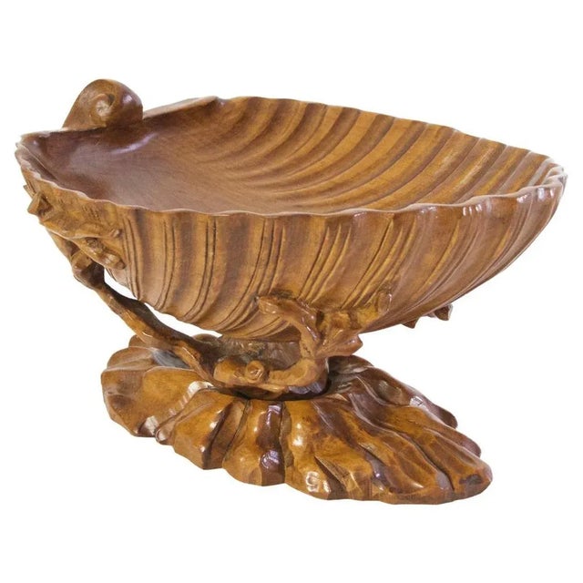 Brown Italian Wood Clam Shell Bowl For Sale - Image 8 of 8