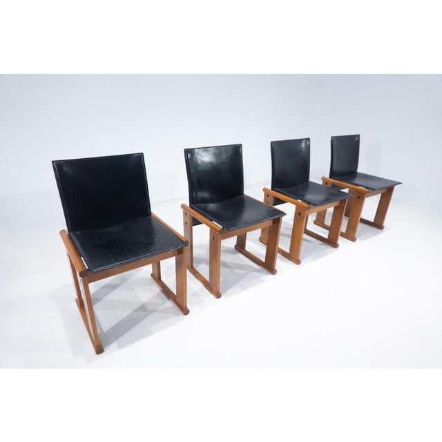 Mid-Century Modern set of 4 chairs by Afra and Tobia Scarpa, Italy, 1960s. This piece is attributed to the mentioned...