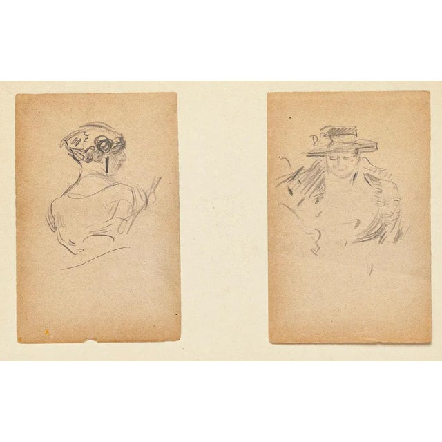 Tony Minartz, Two Portraits, Early 20th Century, Pencil Drawings For Sale - Image 3 of 3
