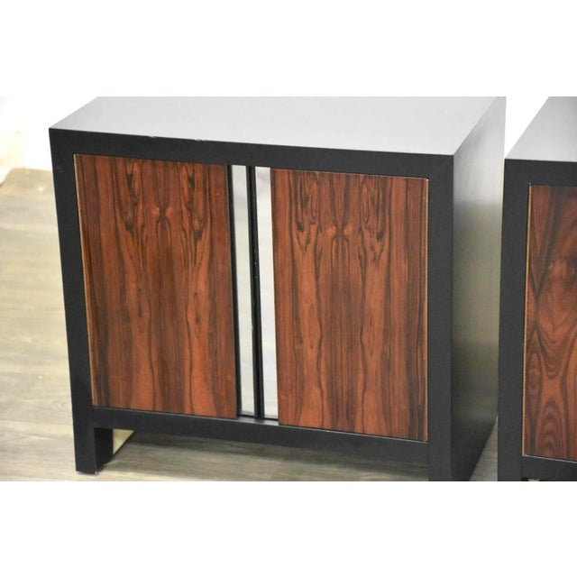 1970s Rosewood and Chrome Nightstands - a Pair For Sale - Image 9 of 9
