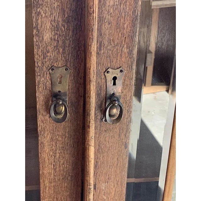 Wood Antique Hungarian Oak Glass and Wood Cabinet For Sale - Image 7 of 8