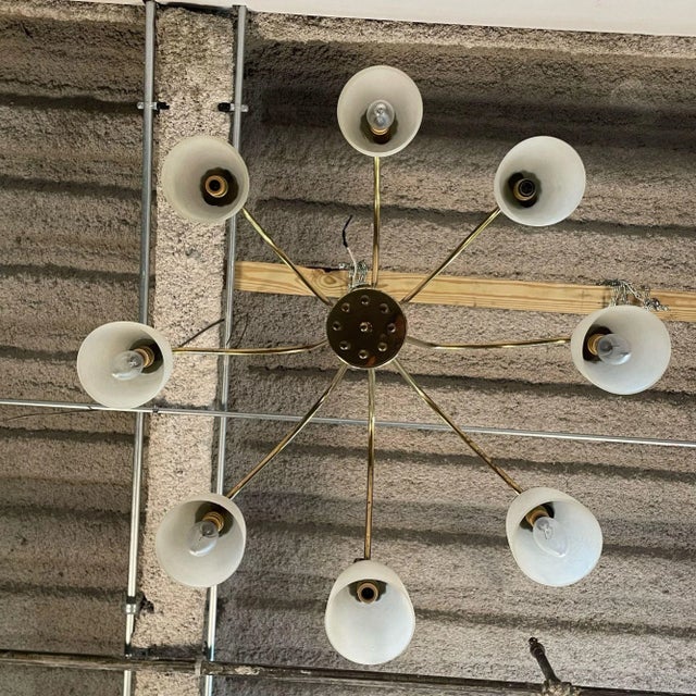 Italian Mid-Century Modern Arredoluce Eight Arm Brass Chandelier by Angelo Lelli For Sale - Image 11 of 11