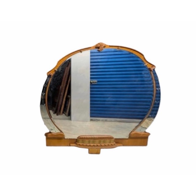 Monumental American Art Deco Waterfall Vanity With Shield Mirror, C. 1935–1945 For Sale - Image 4 of 12
