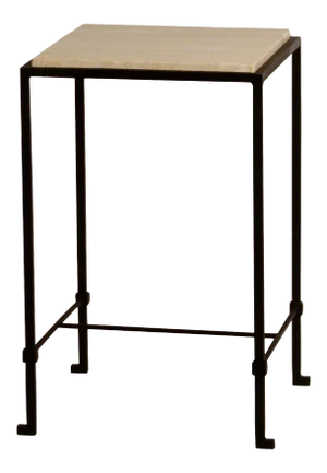 Diagramme' Wrought Iron and Honed Travertine Side Table by Design Frères