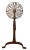 Traditional Pr. Brass Filigree Medallion Wrought Iron Base Andirons Att. To Virginia Metal Crafters For Sale - Image 3 of 9
