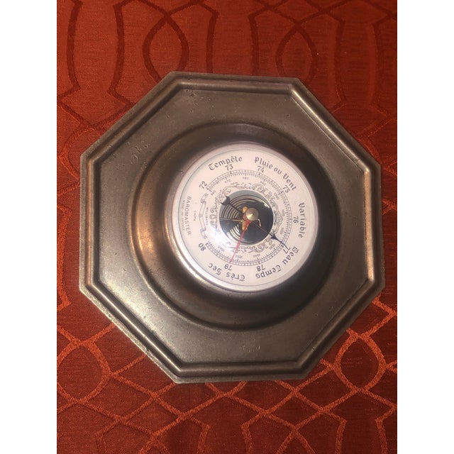 French Vintage Baromaster 95% Fine Pewter Aneroid Barometer For Sale In New York - Image 6 of 7