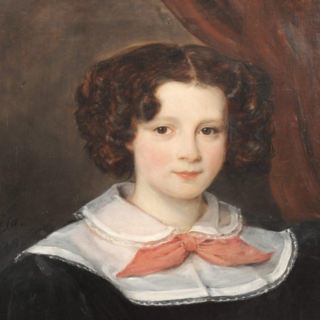 Francois Nicholas Riss, Child Portrait, 1829, Oil on Canvas, Framed For Sale - Image 6 of 8