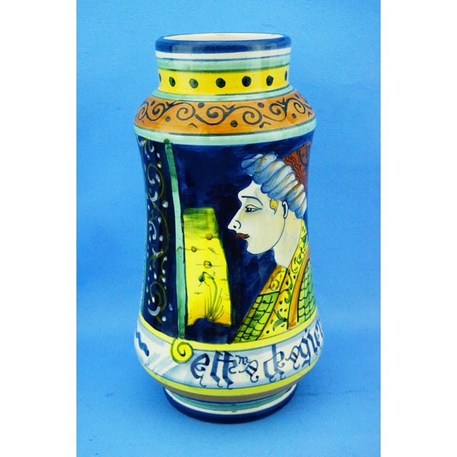 20th Century Renaissance Albarello Pharmacy Vase in Majolica Ceramic from Deruta, Italy, 1950s For Sale - Image 6 of 18