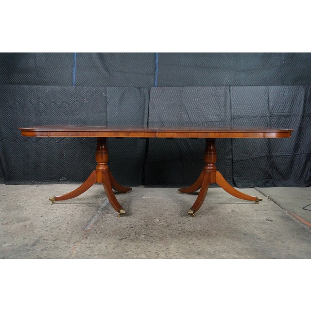 Late 20th Century Handmade English Regency Style Walnut Burl Double Pedestal Banquet Dining Table 11' For Sale - Image 4 of 18