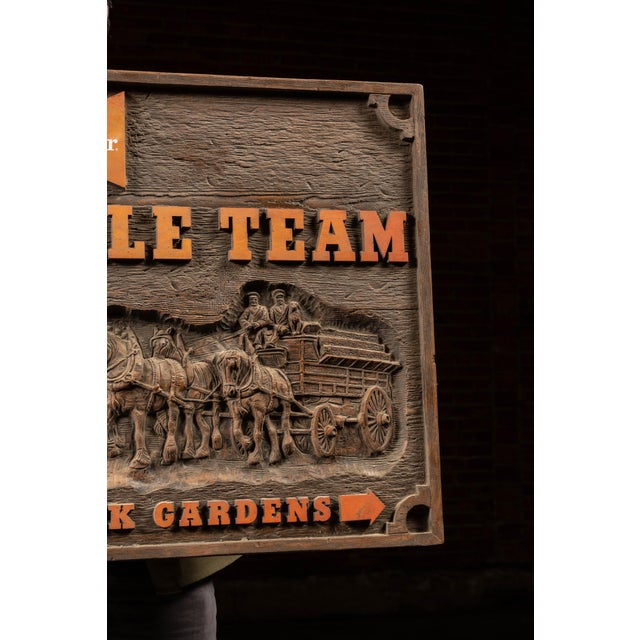 1980s Vintage Budweiser Clydesdale Team Embossed Plastic Sign For Sale - Image 5 of 8