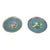 Vintage Blue Brass Enamel Cloisonne Small Trinket Dishes- Set of 2 For Sale