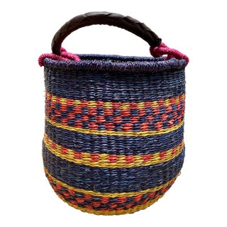 Large Boho Colorful Decor and Storage Basket For Sale