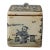 Vintage Chinese Blue and White Square Porcelain Lidded Box, Hand Painted Scholar Scene Storage Jar For Sale