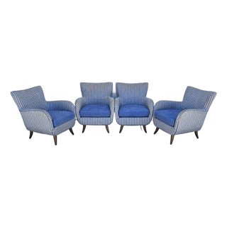 1950s MCM Edward Wormley Gio Ponti Style Armchairs Set of 4 For Sale