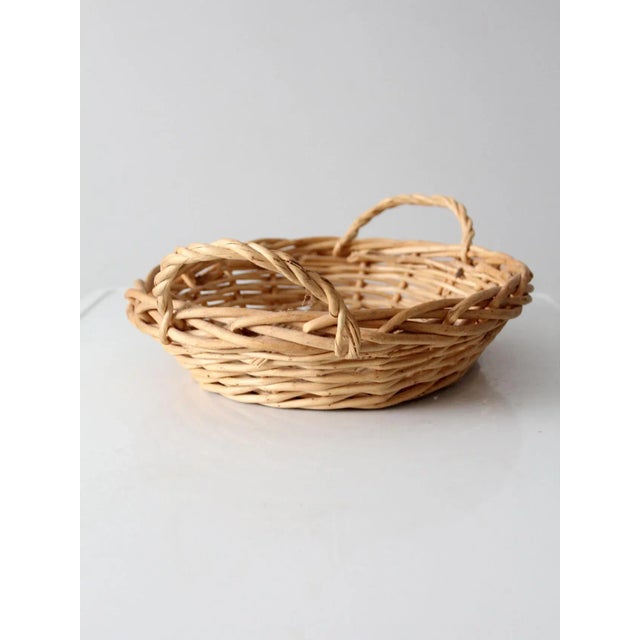 Wood Vintage Wicker Basket For Sale - Image 7 of 13