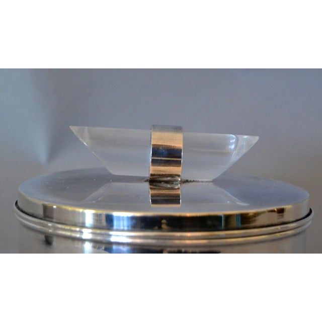 1960s Mid-Century Modern Silver Plate & Lucite Perfume Bottle & Powder Box 2 Pc. Vanity Set For Sale - Image 5 of 13