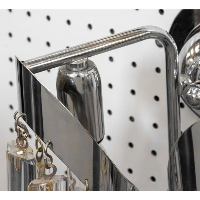 Mod Style Two-Light Crystal-Hung Sconces, Pair For Sale - Image 4 of 7