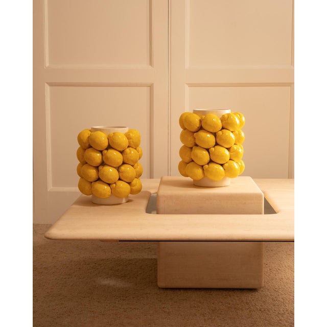 Ceramic Large Ceramic Lemon Vases, 1980s, Set of 2 For Sale - Image 7 of 9