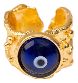 Guardian Evil Eye Adjustable Gold Ring, Size 4