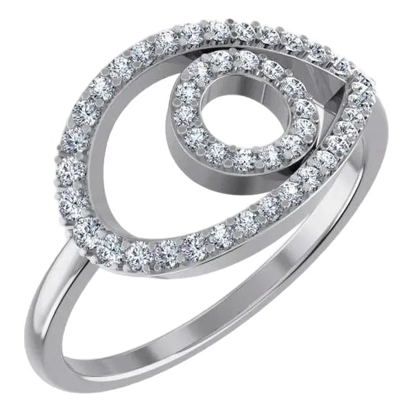 10K White Gold Round Diamond Pear Shape Womens Negative Gap Ring 1/3 Cttw, Size 7 For Sale