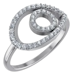10K White Gold Round Diamond Pear Shape Womens Negative Gap Ring 1/3 Cttw, Size 7