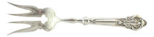 Silver Fish Serving Fork with Engravings and Reliefs