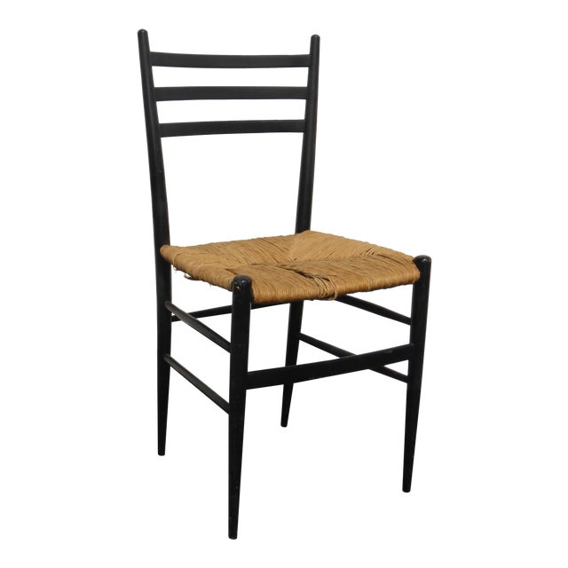 Vintage Ladder Back Black Rush Accent Chair Chairish