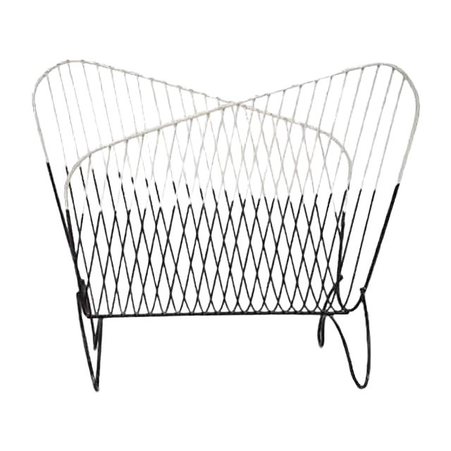 Black & White Plastic Magazine Rack, 1950s For Sale